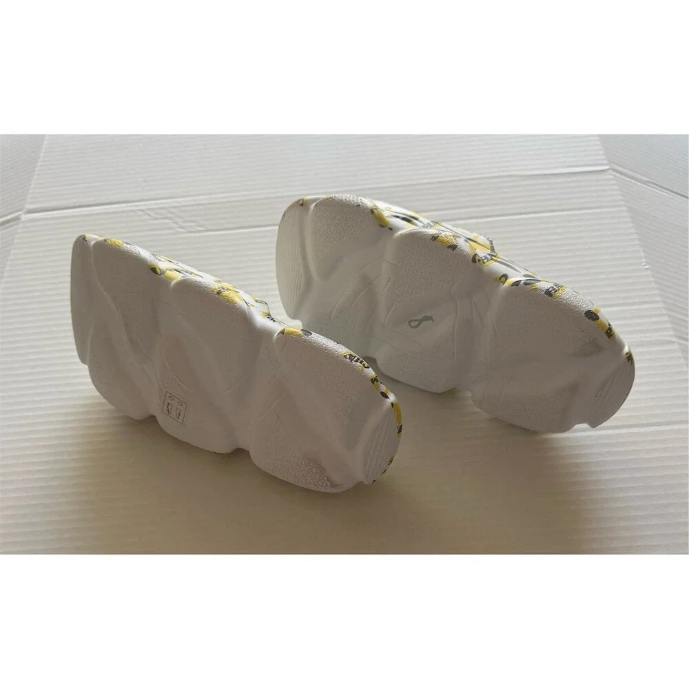 Champion Slide Sandals Unisex Adults White Yellow Smiley Logo Cushioned